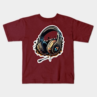 Cartoon gaming headphones Kids T-Shirt